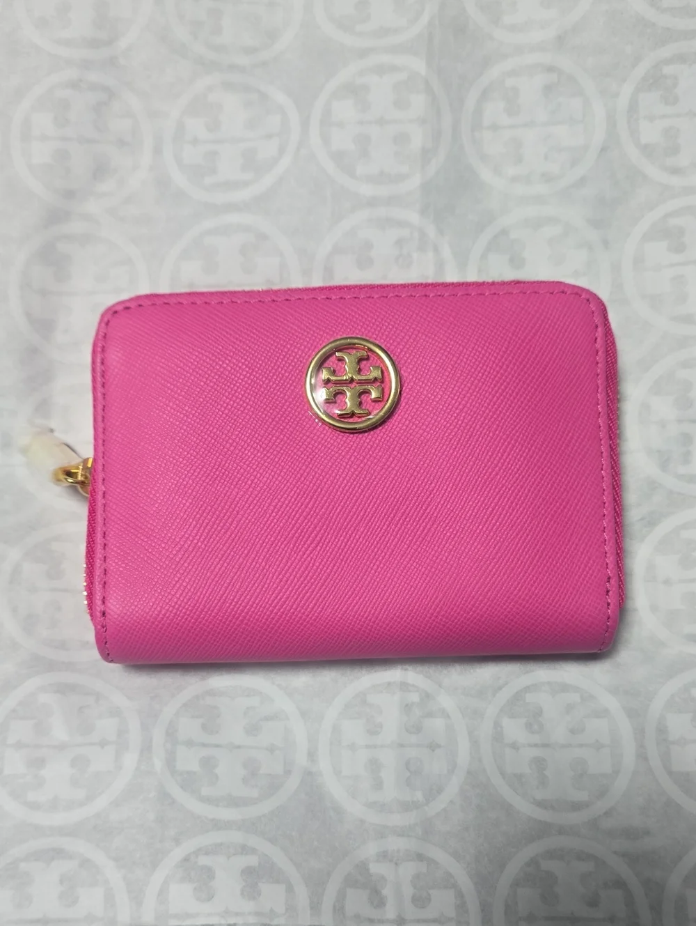 Tory Burch Pink Leather Zip Card Wallet